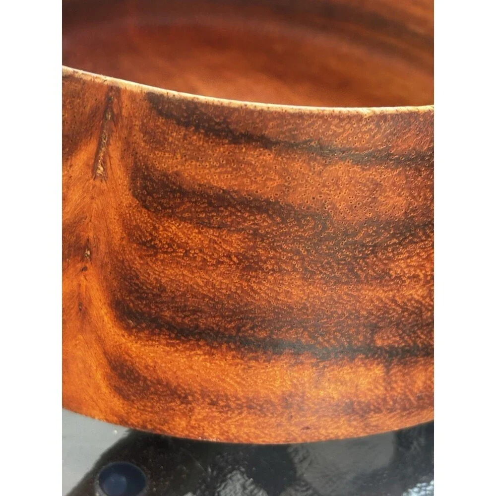 Vintage Mid-Century Modern Hand-Turned Wooden Family Salad Bowl 9”